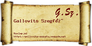 Gallovits Szegfű névjegykártya